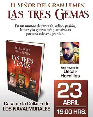 Cartel de la presentación del libro "Las Tres Gemas", por Oscar Hornillos